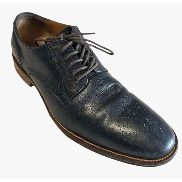 Cole Haan Williams Medallion Toe Oxford Wingtip Navy Blue Leather Dress Shoes 8M - Picture 1 of 14